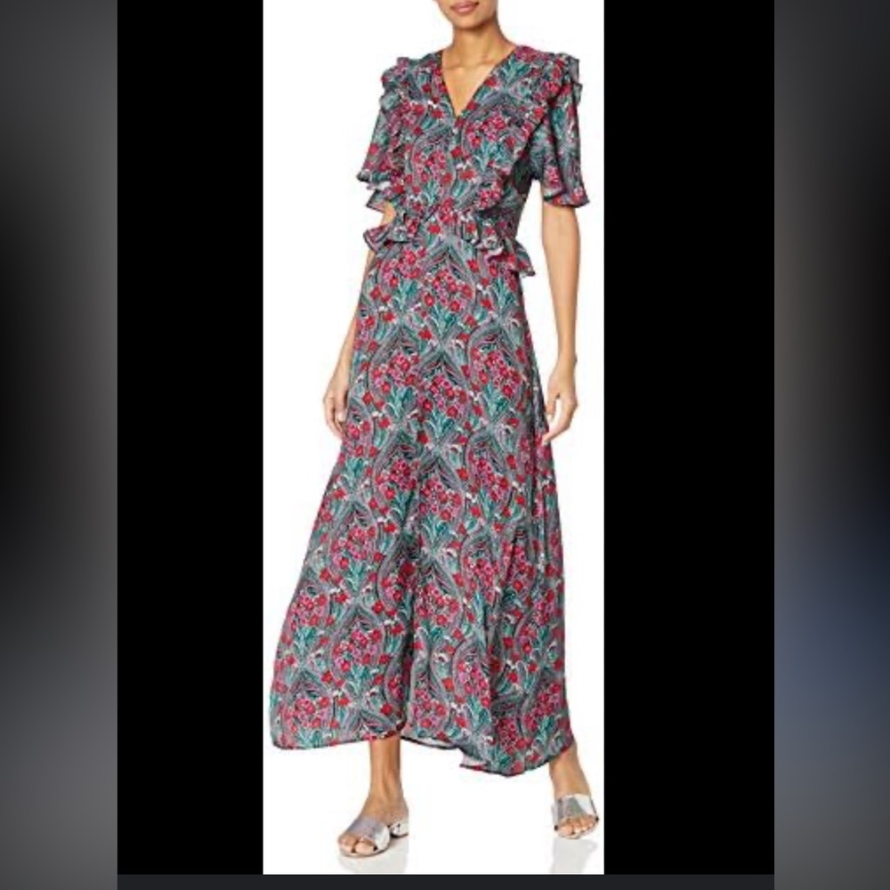 Ella Moon Quinn Floral Flutter Sleeve Maxi‎ Dress Size Medium